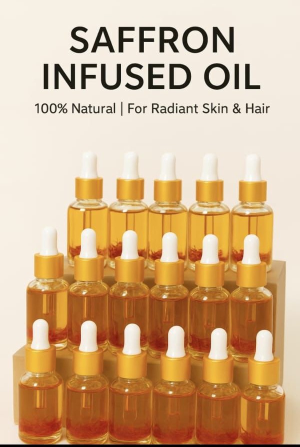 Bottle of saffron infused oil